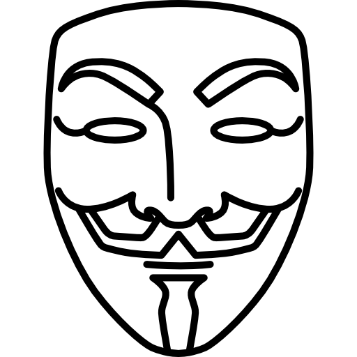 V For Vendetta Mask Png Image (black, white)