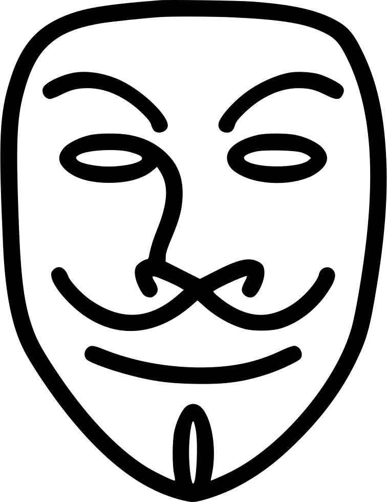 V For Vendetta Mask Png Pic (black, white)