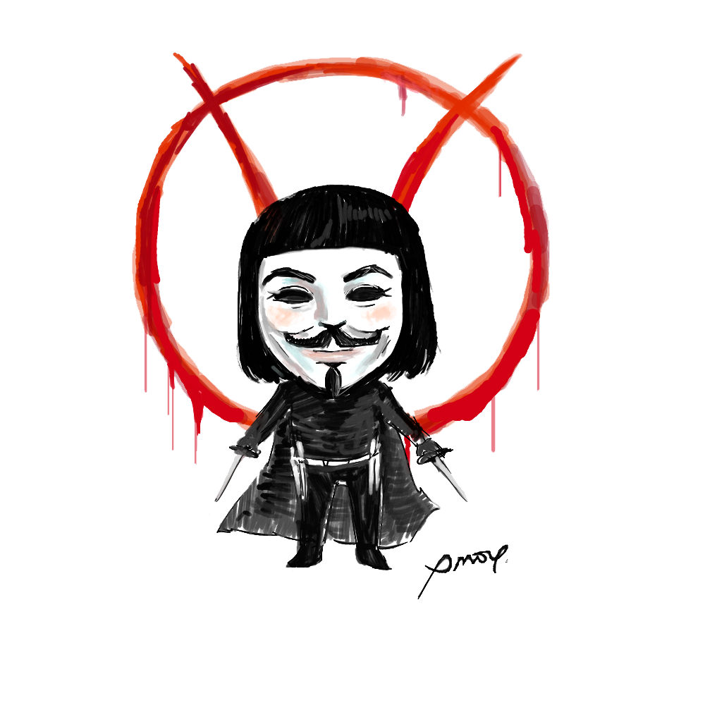 V For Vendetta Png Image (black, white)