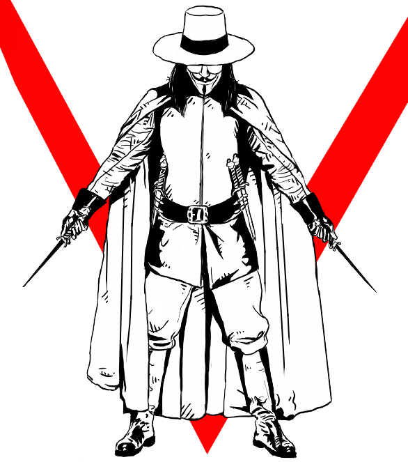 V For Vendetta Transparent Background (black, red, white)