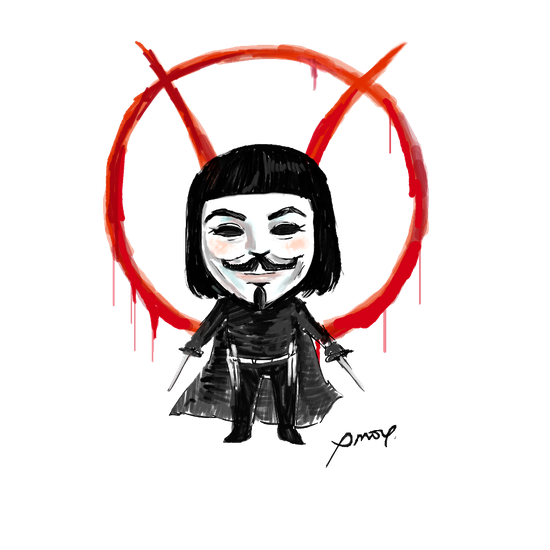 V For Vendetta Transparent Png (black, white)