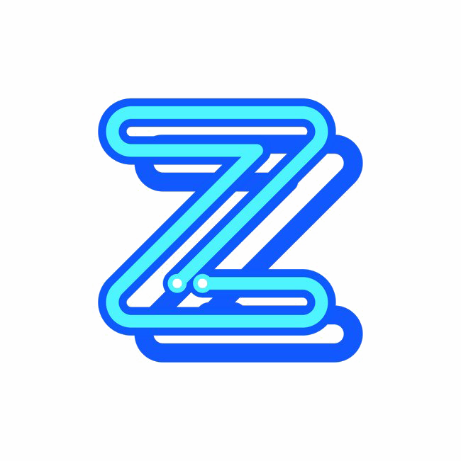 Z Letter (greenish blue, gray, blue, white)