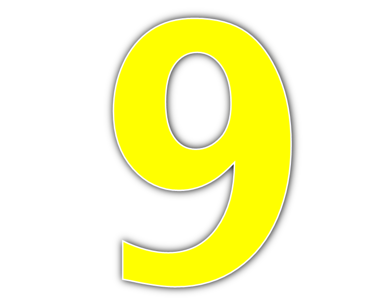 9 Letter Png Download Image (black, yellow)