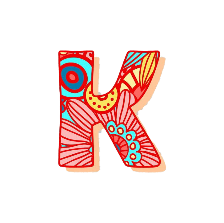 K Letter Png Picture (greenish blue, salmon, red, white)