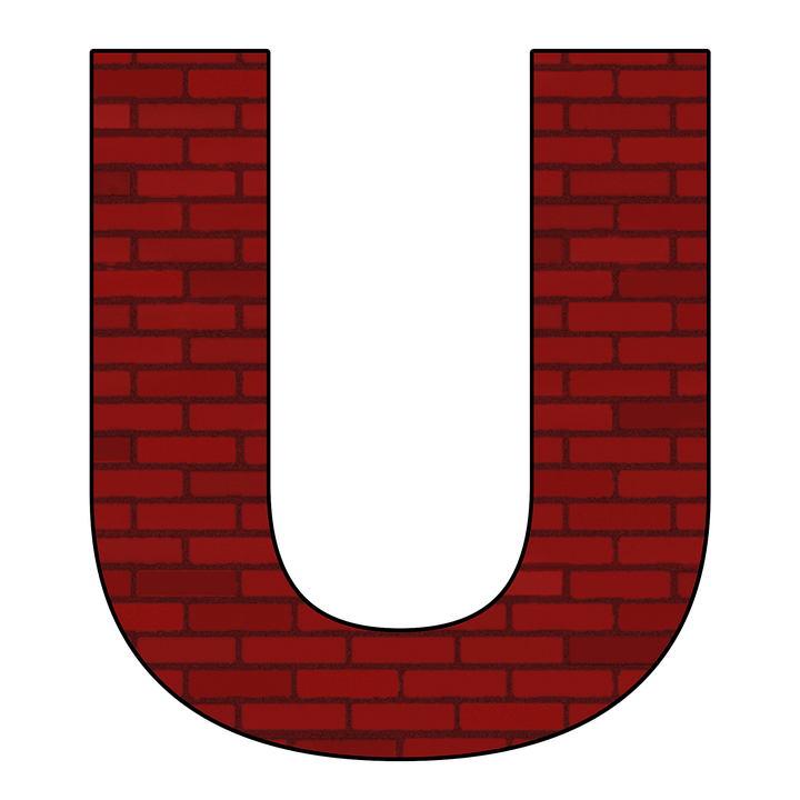 U Letter Png Photo (black, maroon)