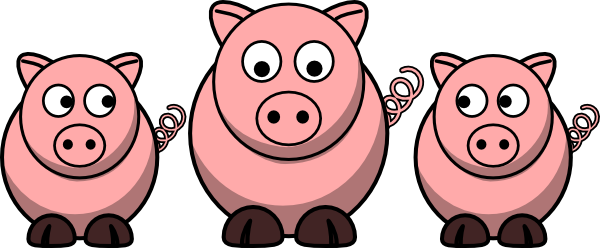 3 Little Pigs Png File (white, pink, gray)