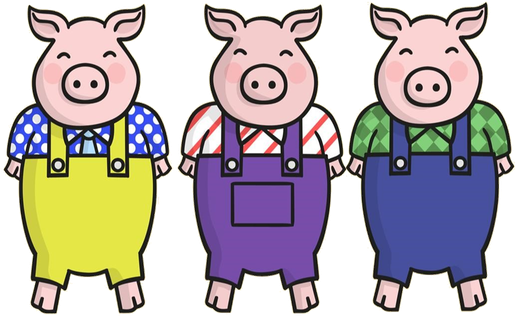 3 Little Pigs Png Photo (white, black, gold, pink, gray)