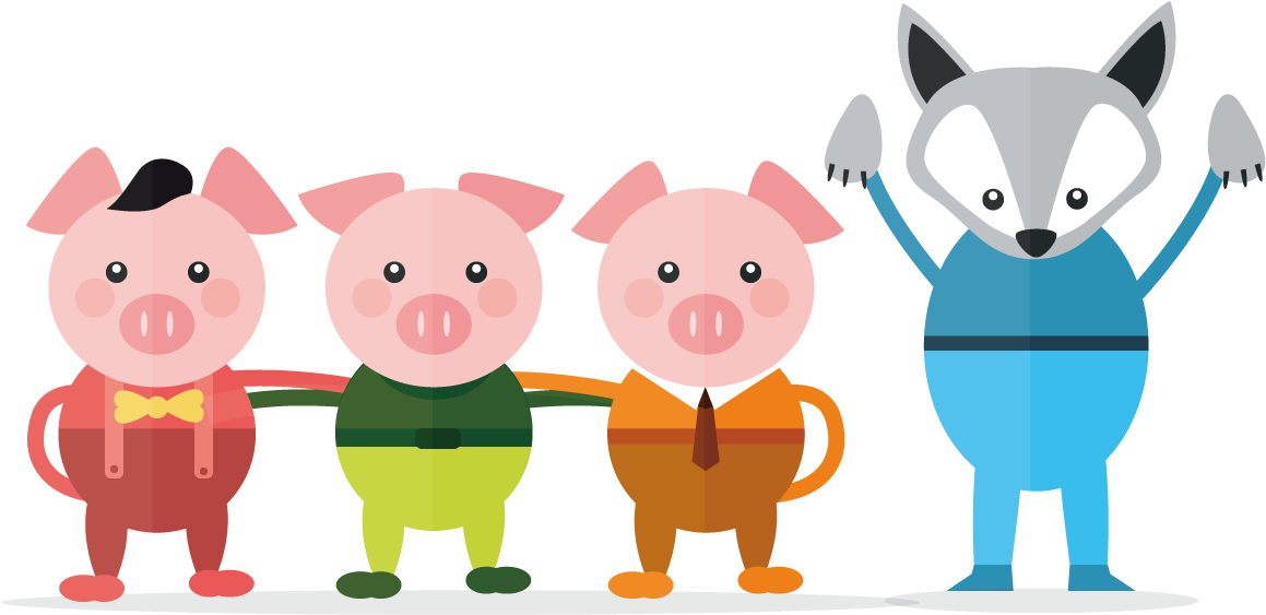 3 Little Pigs Png Photos (teal, white, black, pink, greenish blue)