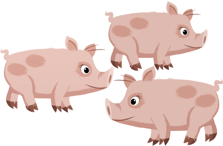 3 Little Pigs Png Pic (pink, black, silver)