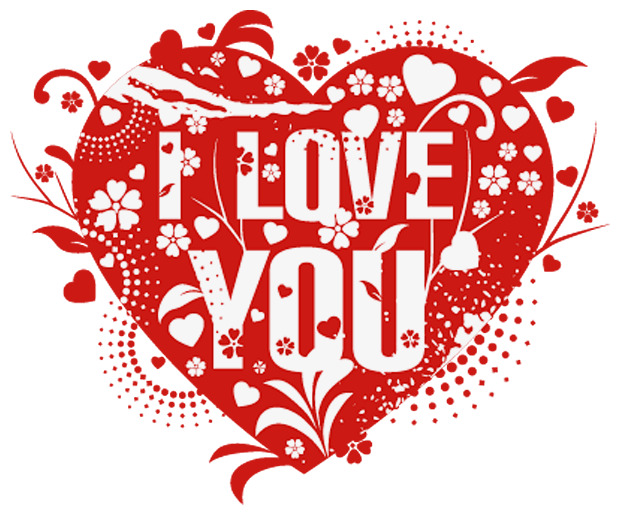 I Love You Text (white, salmon, red)