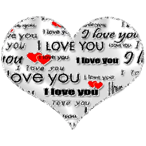 I Love You Word Transparent Background (white, lavender, black, silver)