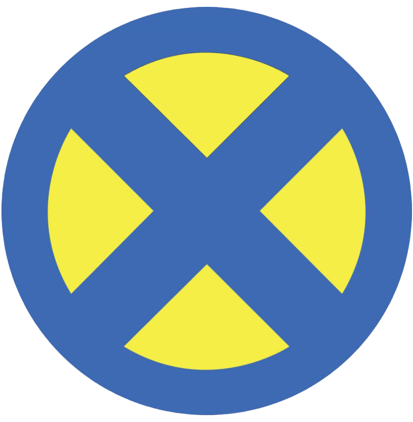 X Men Logo Png File (teal, white, yellow)