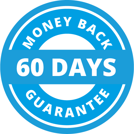 60 Days Money Back Guarantee (greenish blue, teal, white)