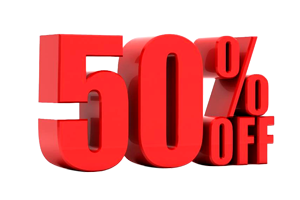 50 Discount Png Image (red, white)