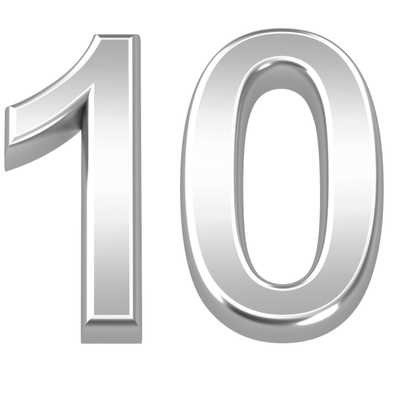 10 Number Png Picture (gray, black, lavender, silver)