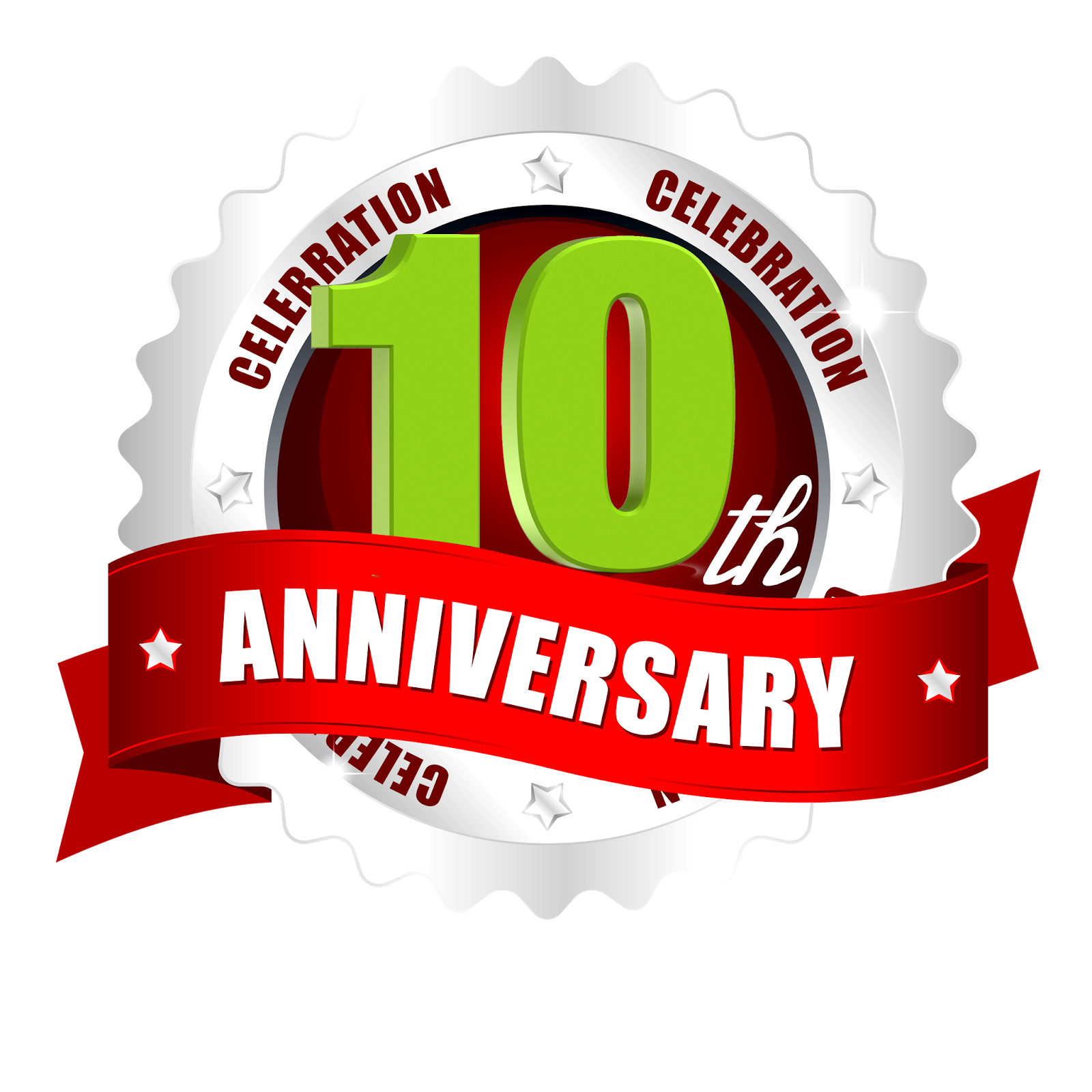 10 Years Anniversary Transparent (olive, maroon, white, black, red)