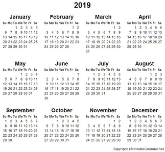 2019 Calendar Png Free Download (white, black)