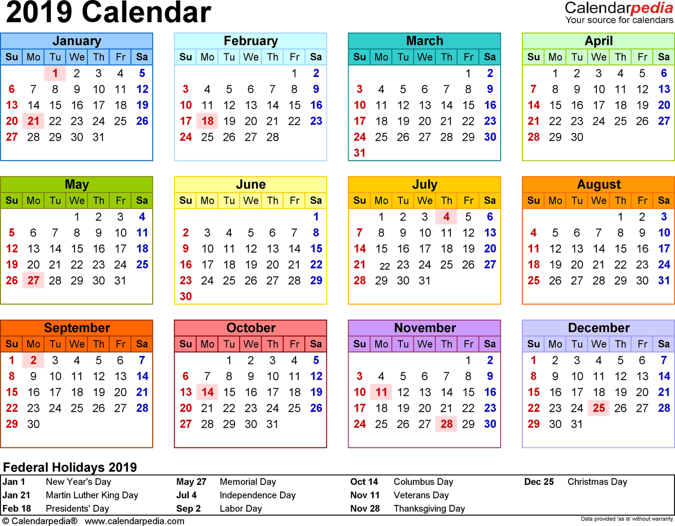 2019 Calendar Png Transparent (black)