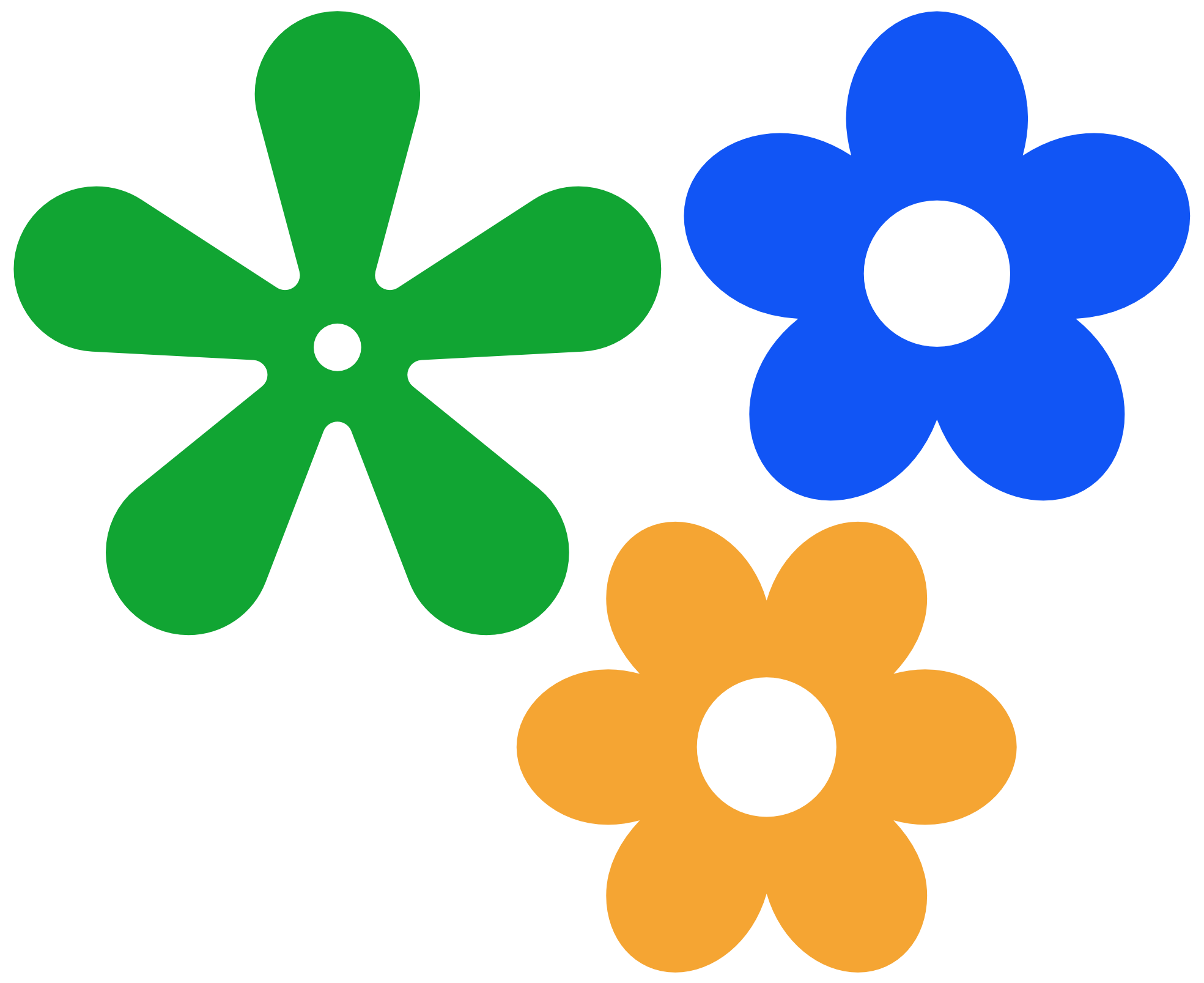 70S Retro Flower Png Photos (white, green, orange, blue)