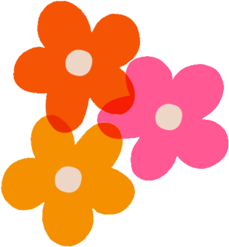 70S Retro Flower Png Pic (black, pink, salmon, orange, chocolate)