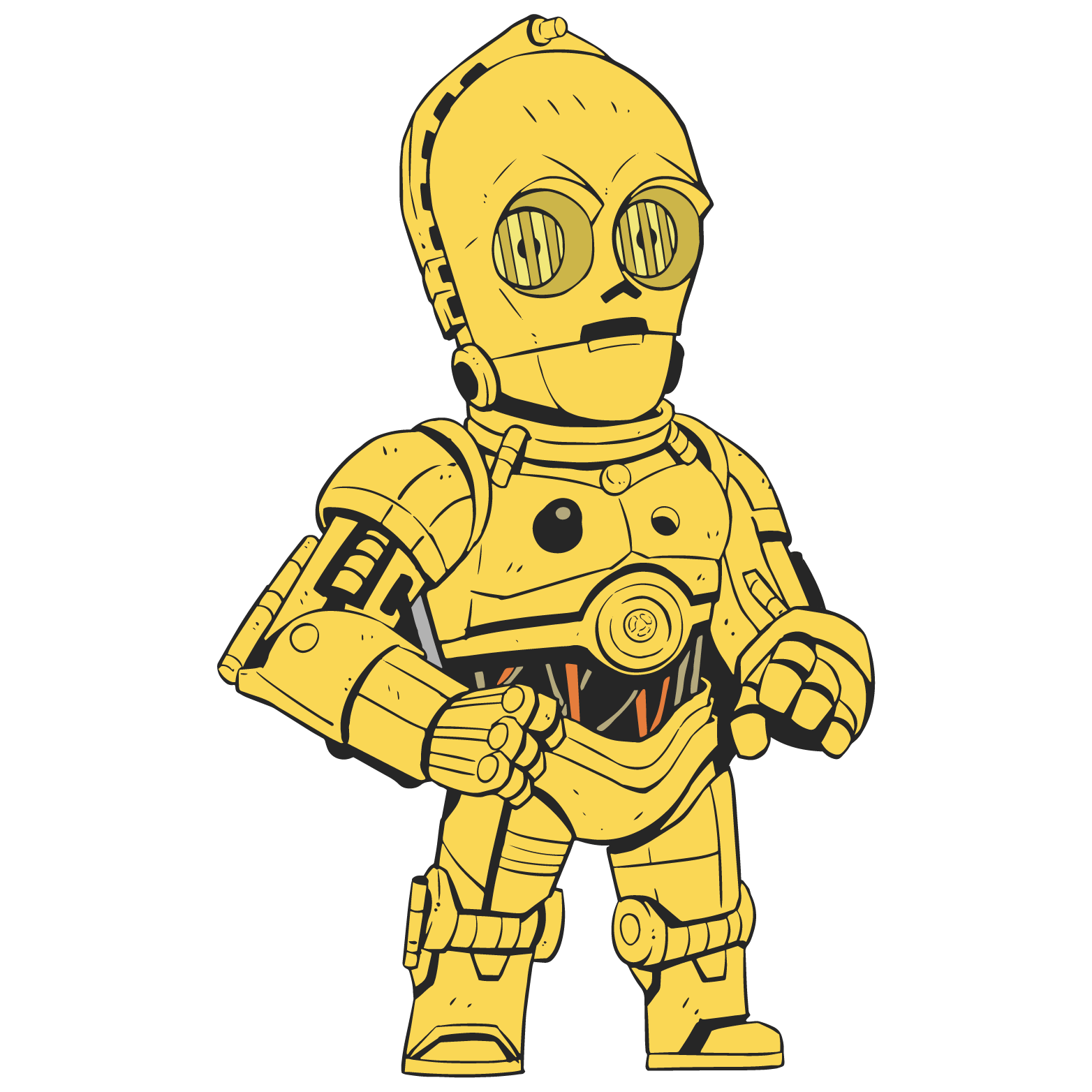 C3Po Star Wars Transparent Background (white, gold)