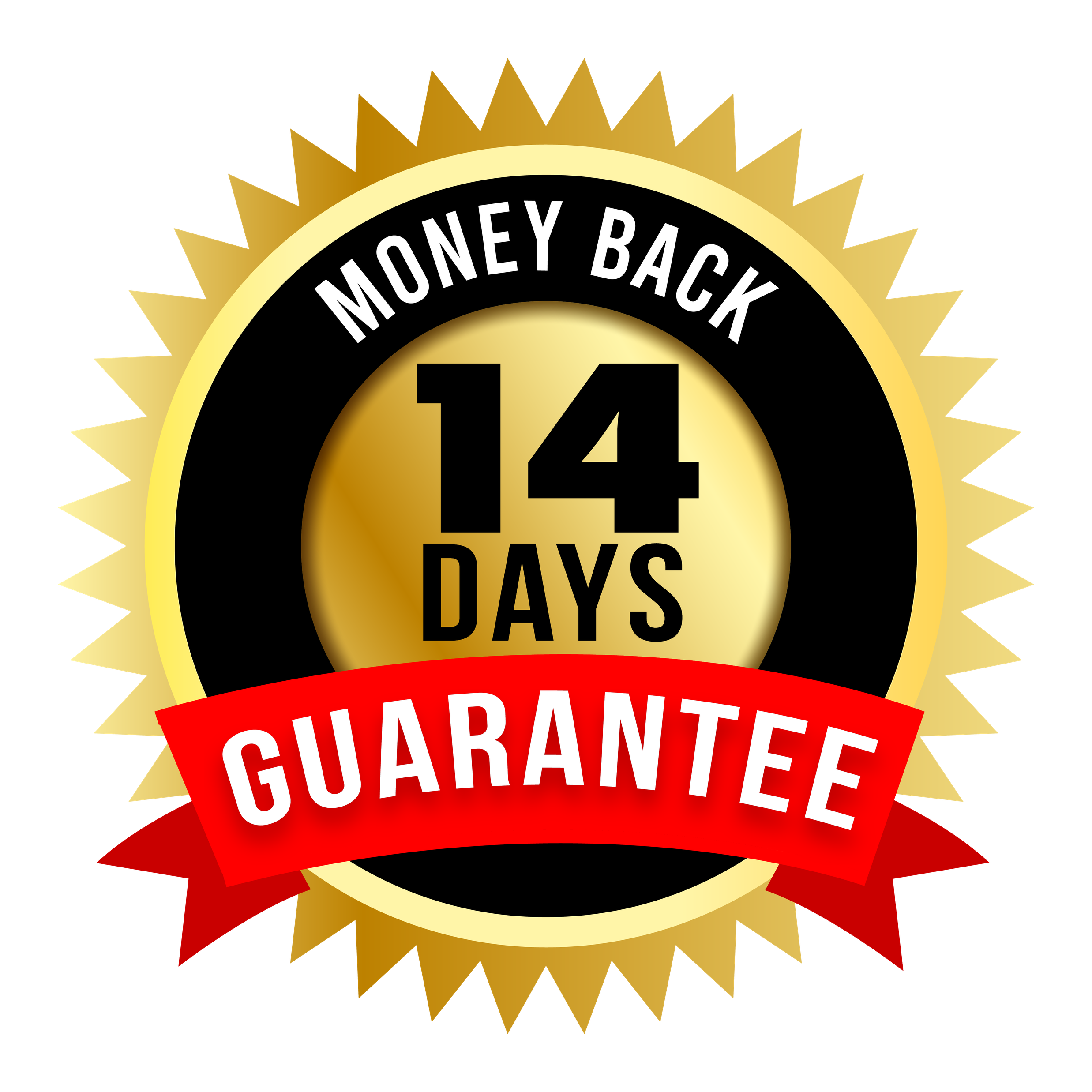 14 Days Money Back Guarantee Background Png (black, red, white)