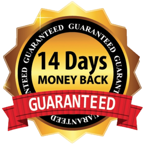 14 Days Money Back Guarantee (chocolate, gray, orange, black, pink)