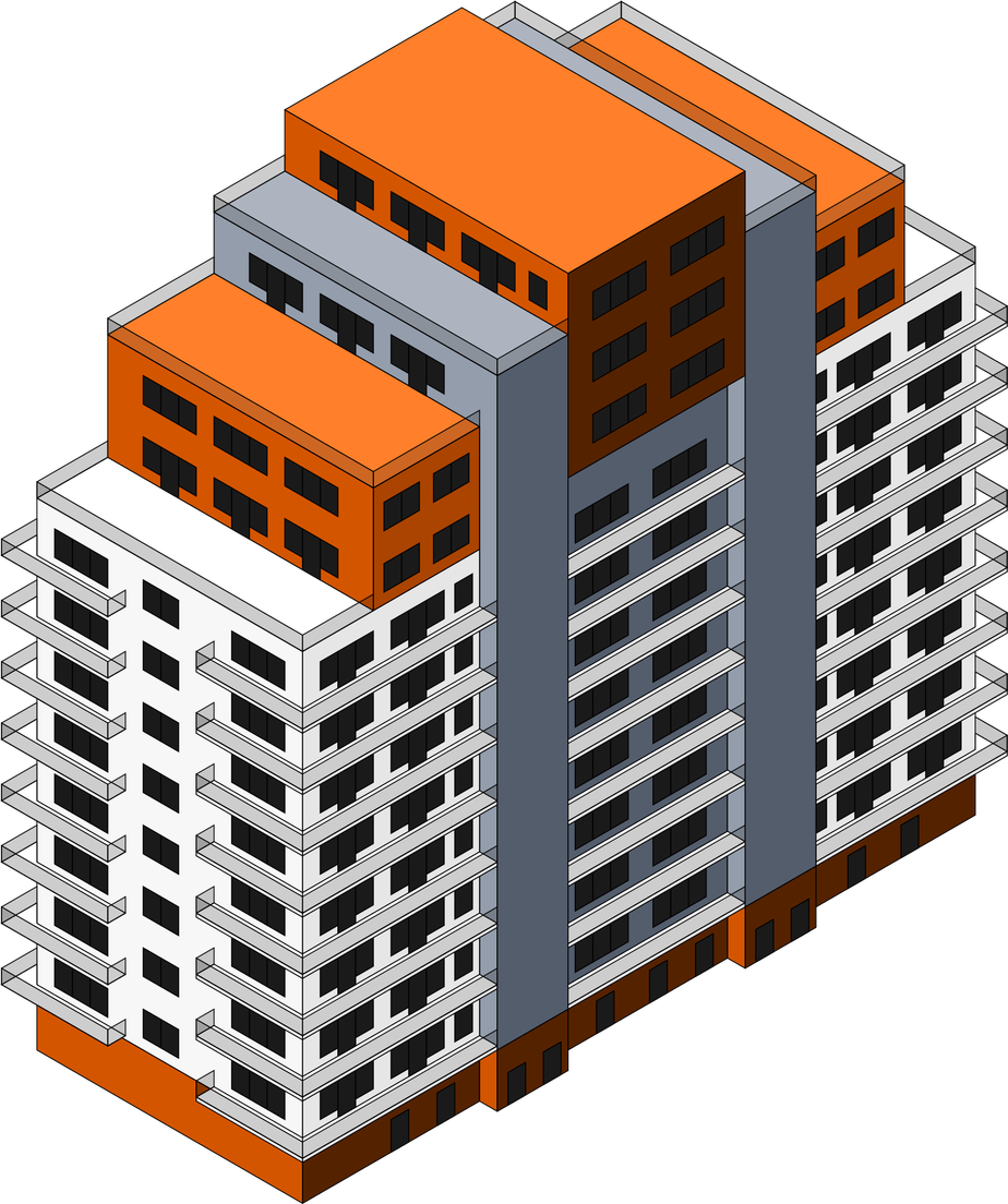 3D Building Png Pic (black, gray, chocolate, silver)