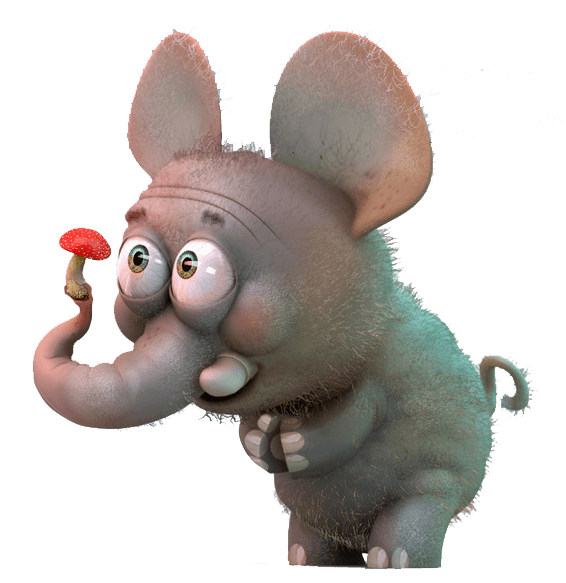 3D Cartoon Animal Png File (black, gray)