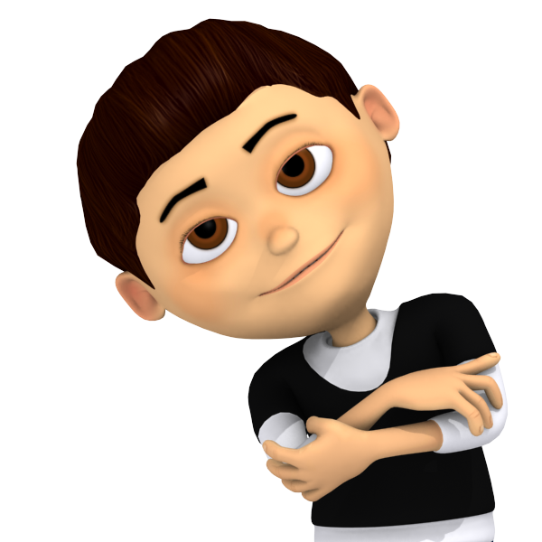 3D Cartoon Boy Png File (black)