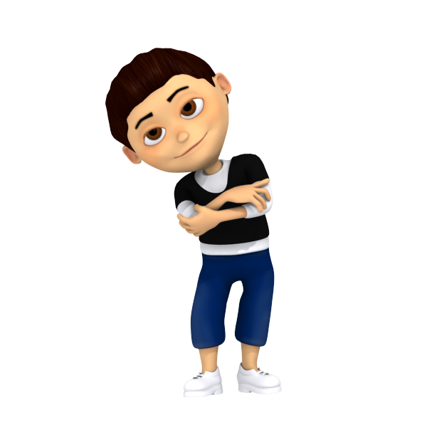 3D Cartoon Boy Png Picture (white, black, navy)