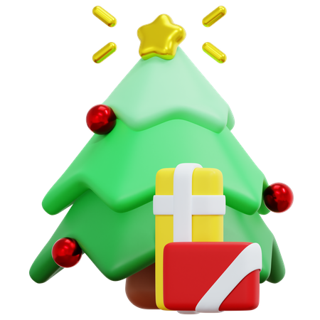 3D Christmas Tree No Background (teal, gray, black, lavender, red)