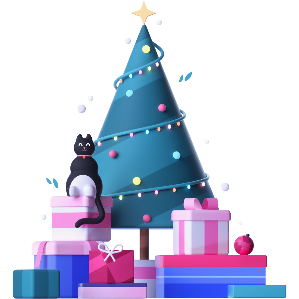 3D Christmas Tree Transparent (black, teal, gray, violet)