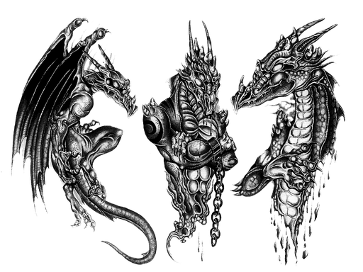 3D Dragon Tattoo Design Png (black, gray, indigo)