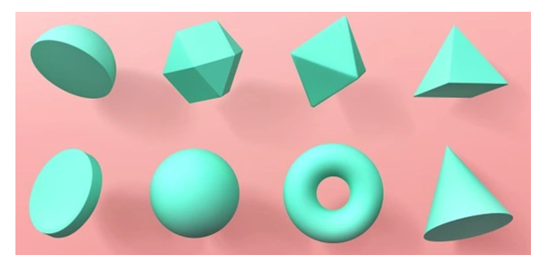 3D Shapes Png Isolated Image (pink, black)