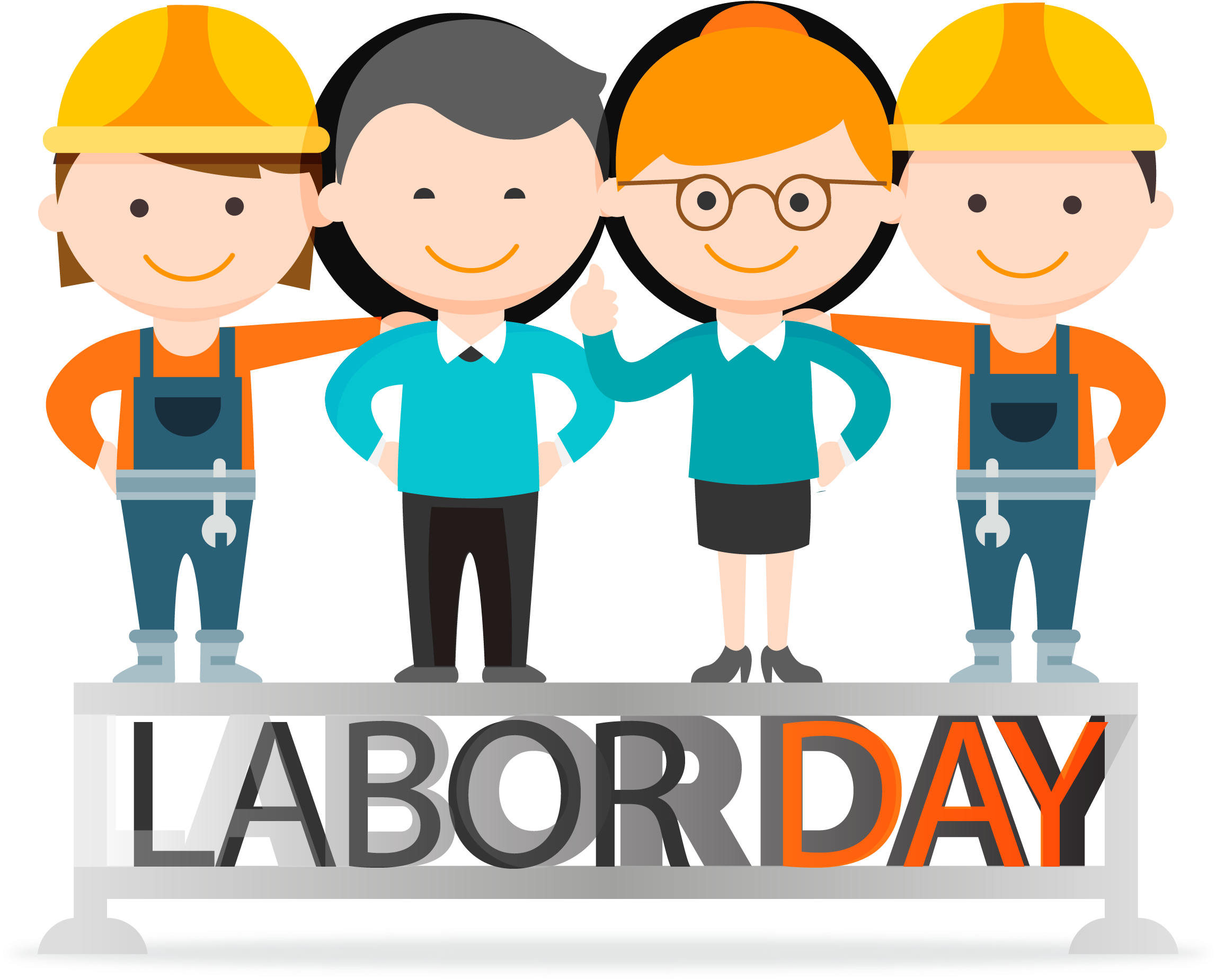 Labor Day Png File (gold, orange, black, silver, pink)