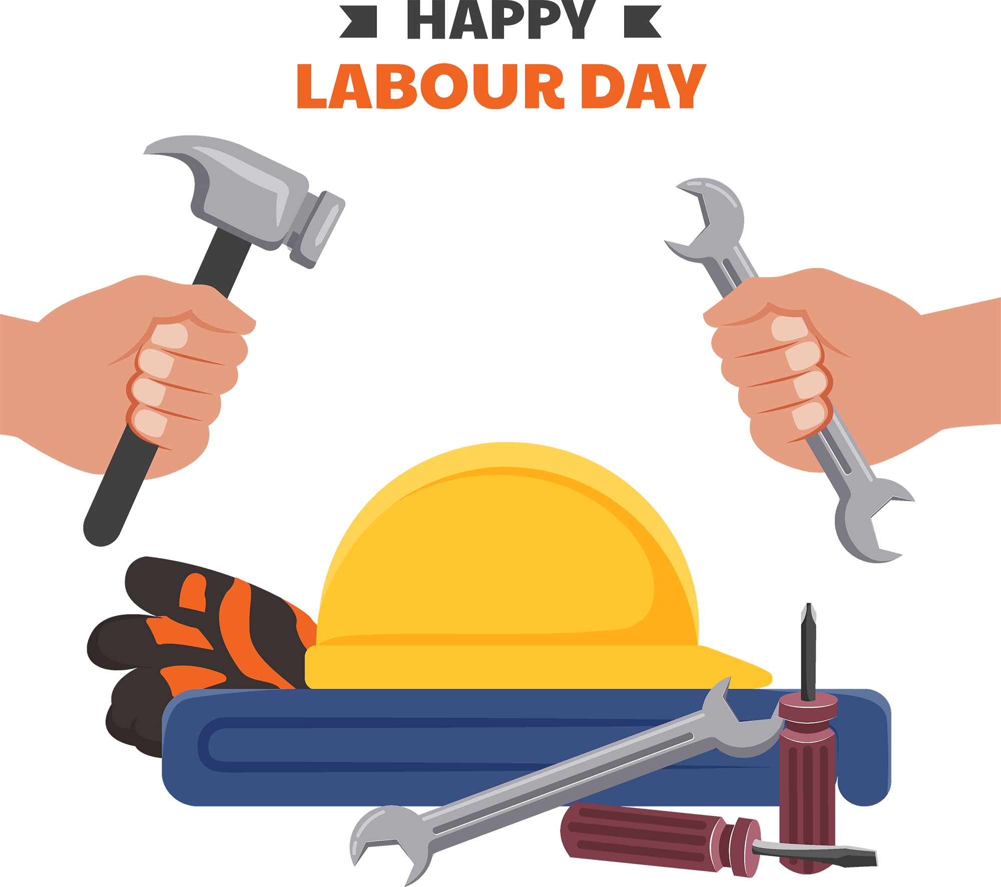 Labor Day Png Image File (teal, gold, gray, black, salmon)