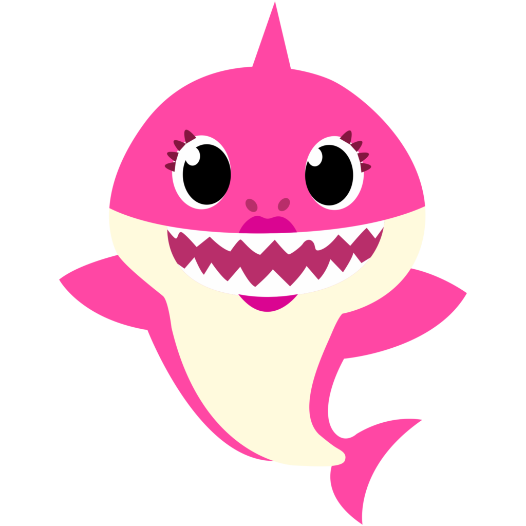 Baby Shark Transparent Isolated Background (white, purple, black, beige, salmon)