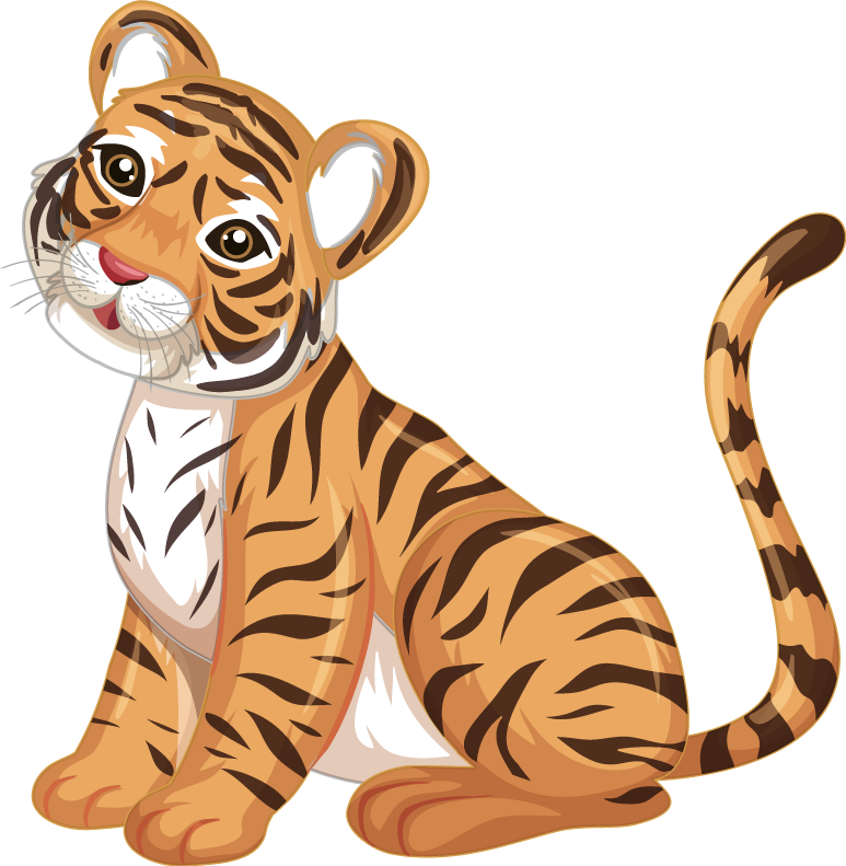 Baby Tiger Png File (white, salmon, black, chocolate)