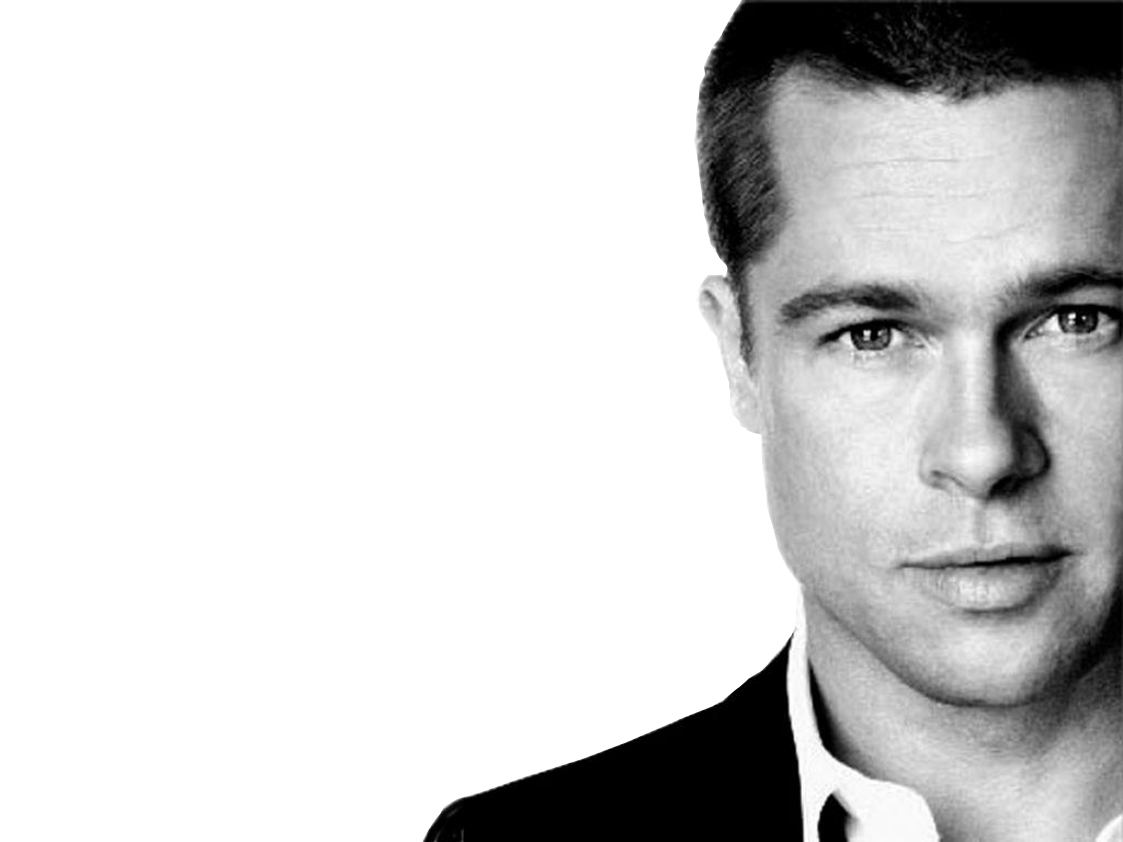 Face Brad Pitt Png File (black, white, lavender, silver)