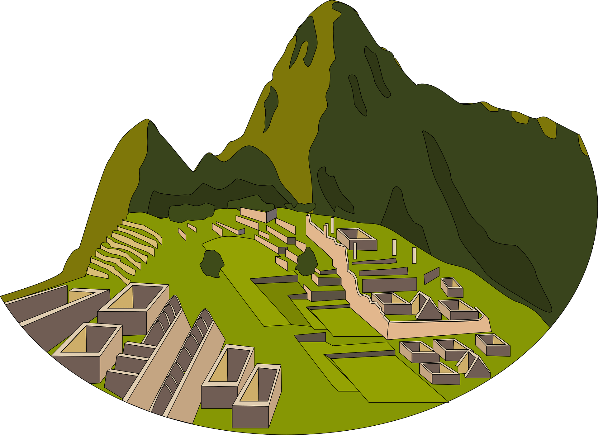 Machu Picchu Background Png (olive, green, gray, black)