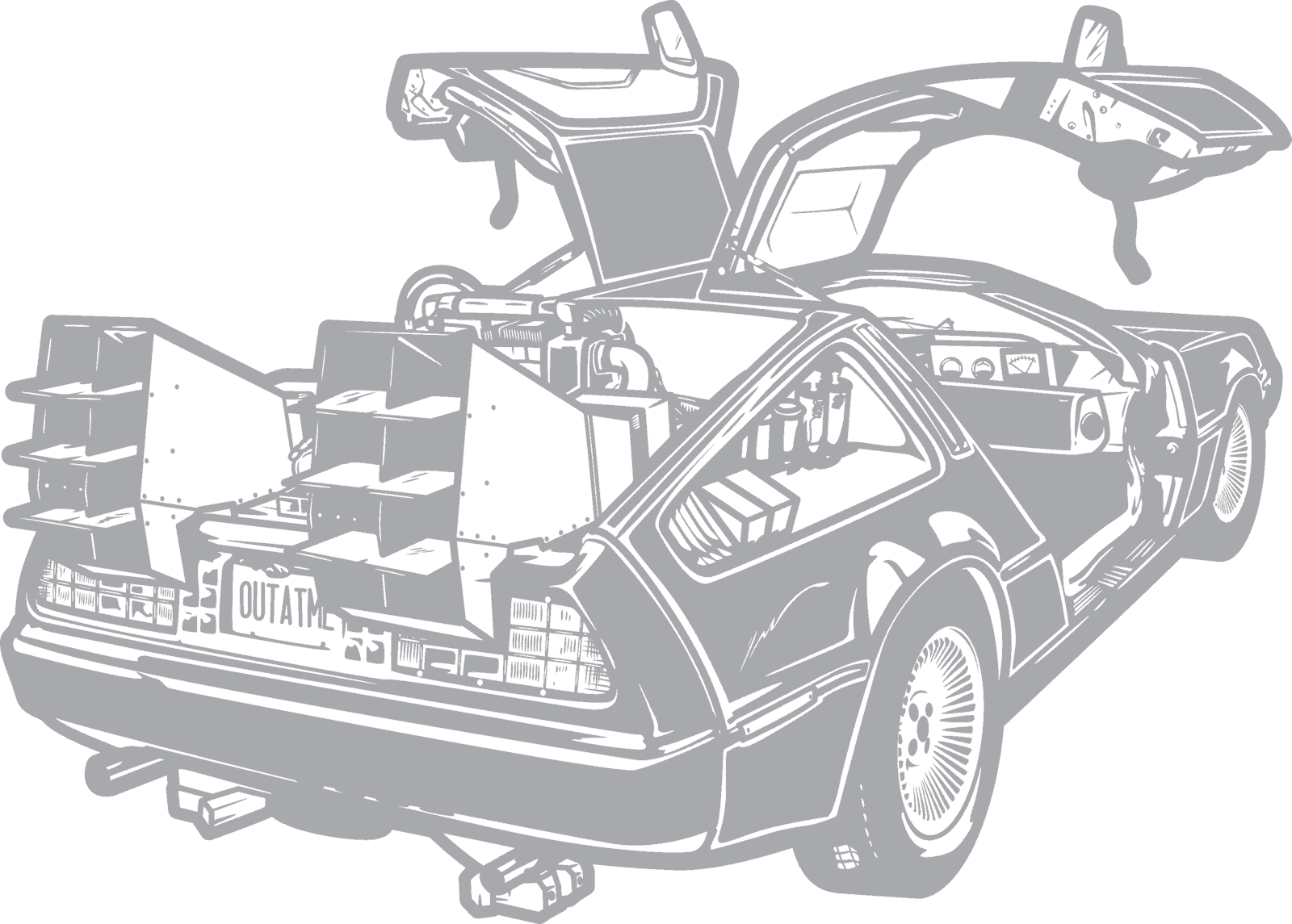 Back To The Future Png Isolated Picture (white, silver)