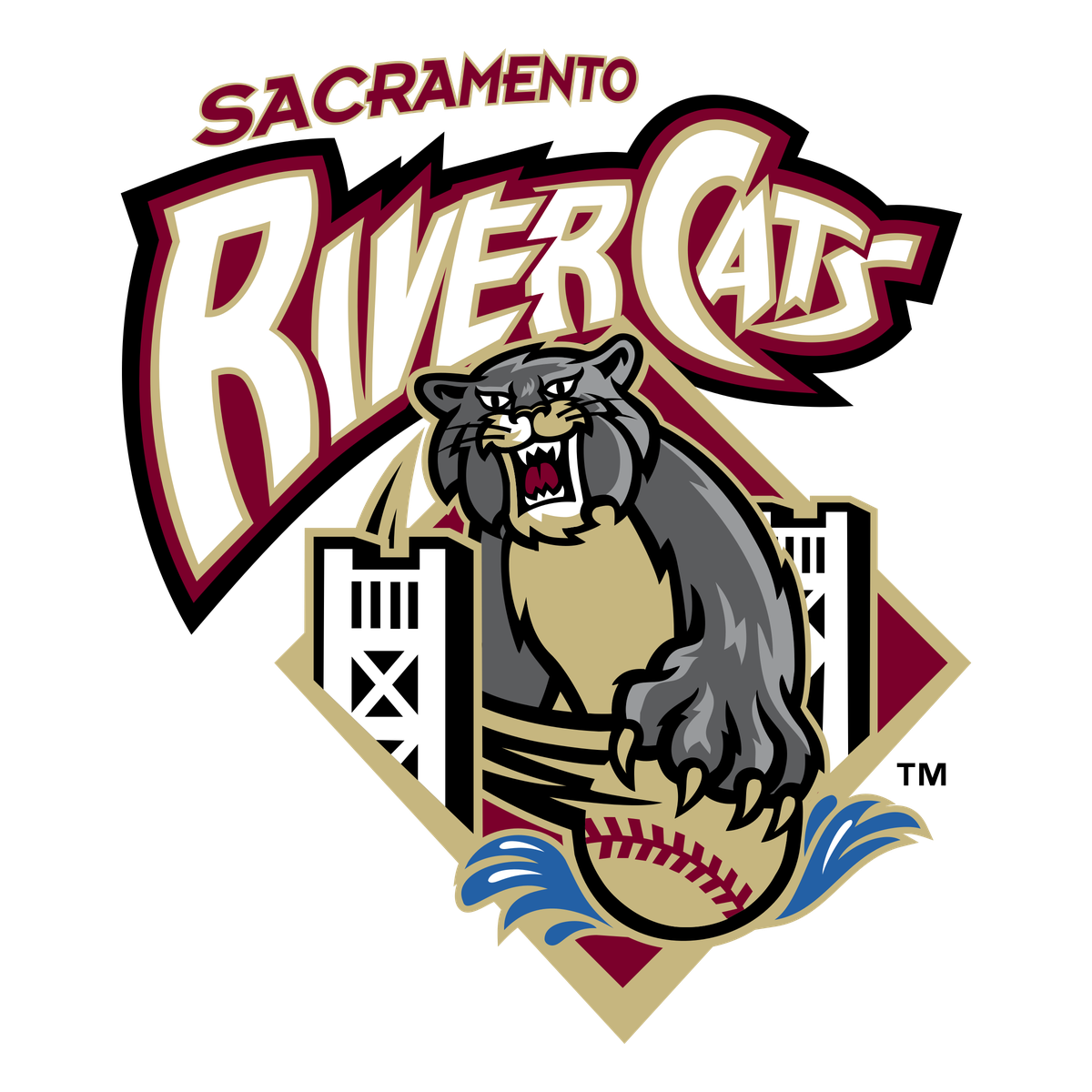 Sacramento River Cats Png File (white, black, maroon, silver, gray)