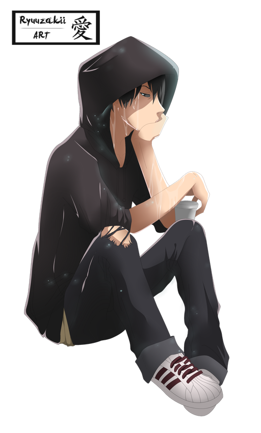 Sad Boy Png File (black, indigo)