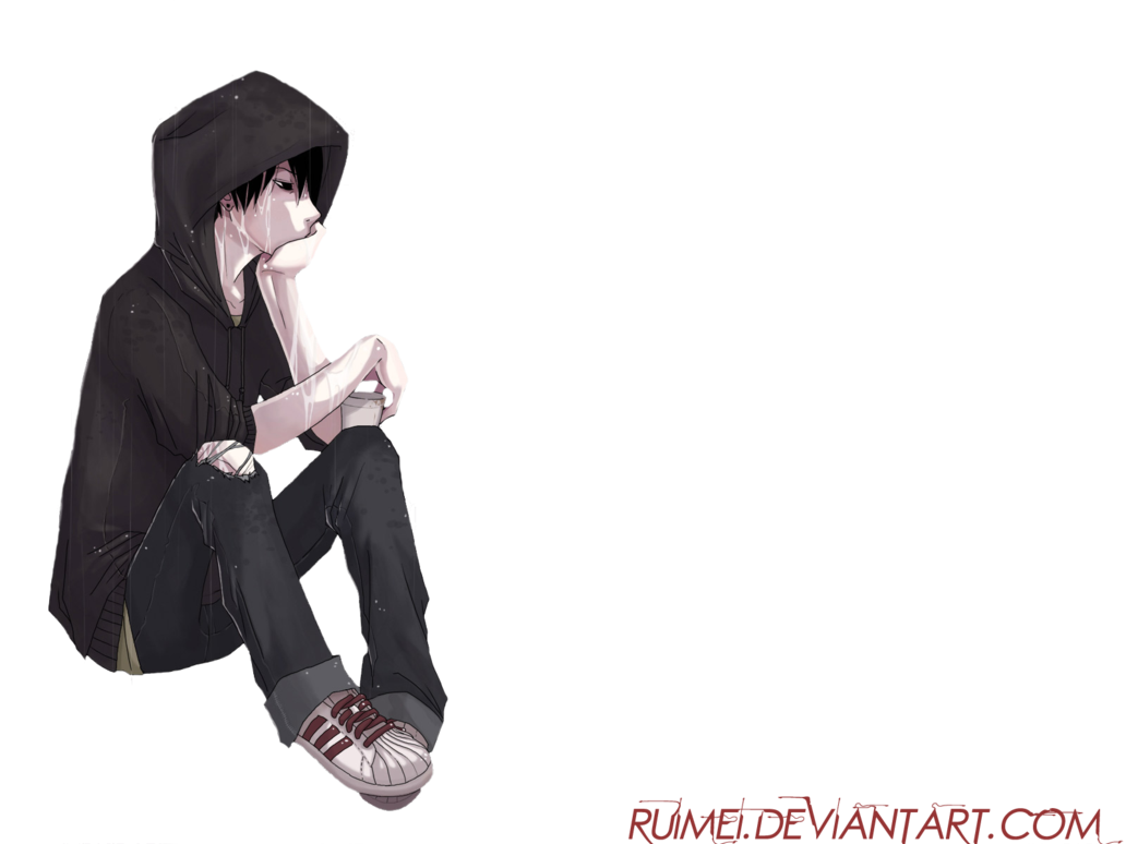 Sad Boy Png Image (black, indigo)