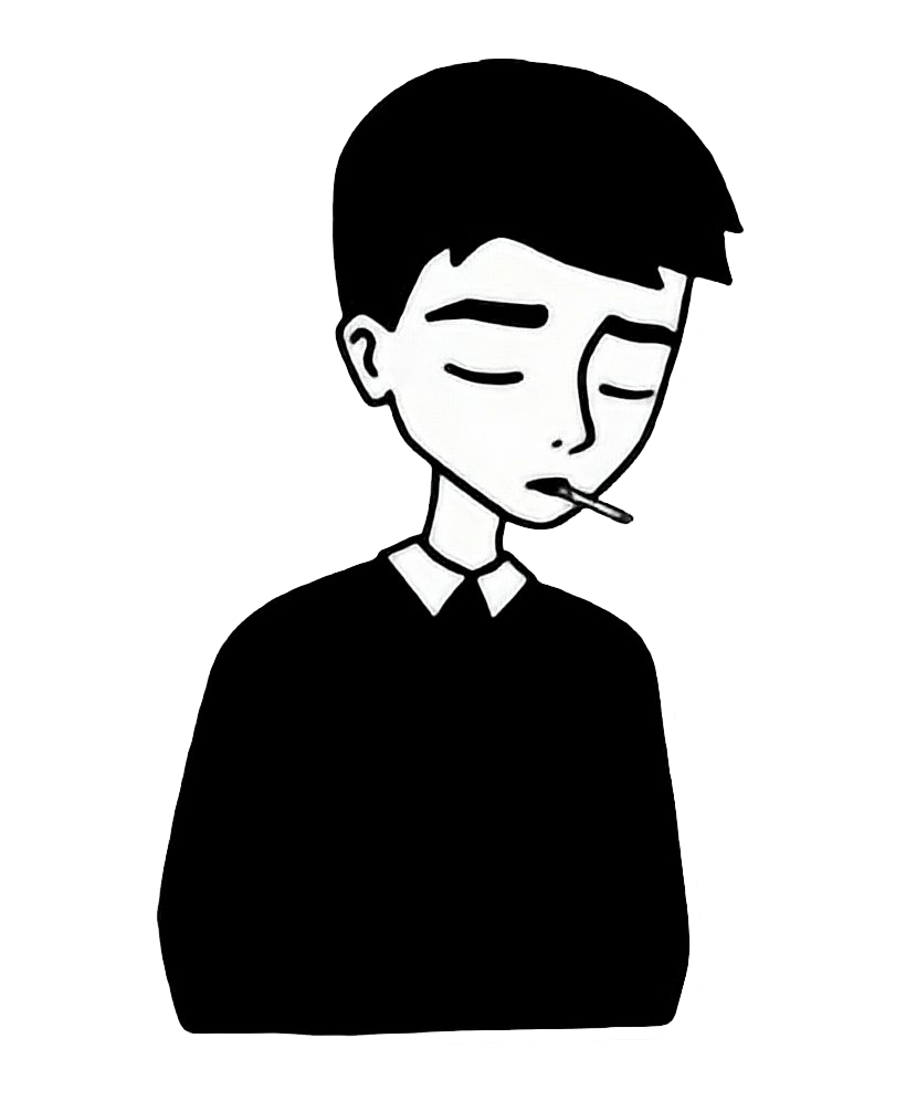 Sad Boy Png Image (black, white)