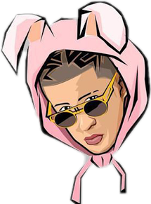 Bad Bunny Cartoon Png File (white, pink, black, salmon)