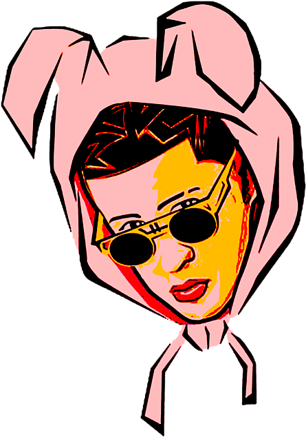 Bad Bunny Cartoon Png (pink, orange, black)