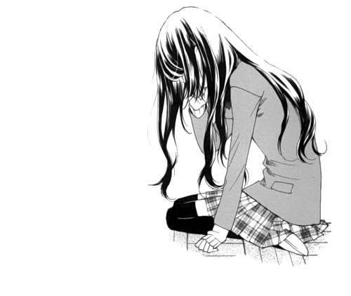 Sad Girl Png Free Image (black, white, silver)