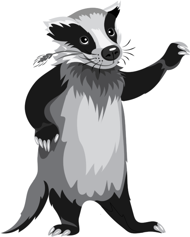 Badger Png Isolated Image (lavender, black, gray, silver)